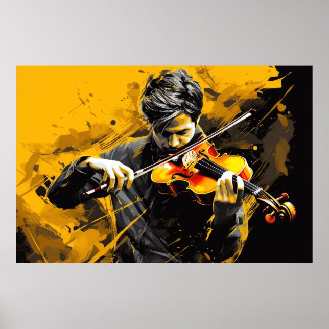 Violin Player Music Painting Abstract Art Decor (Front)