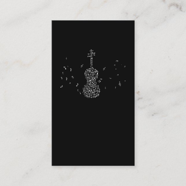 Violin Player Musical Notes String Instrument Business Card (Front)