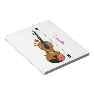 Violin Player Pretty Custom Floral Notepad