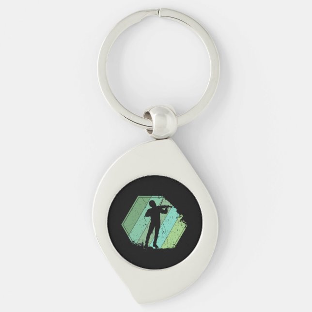 Violin Player Retro Key Ring (Front)