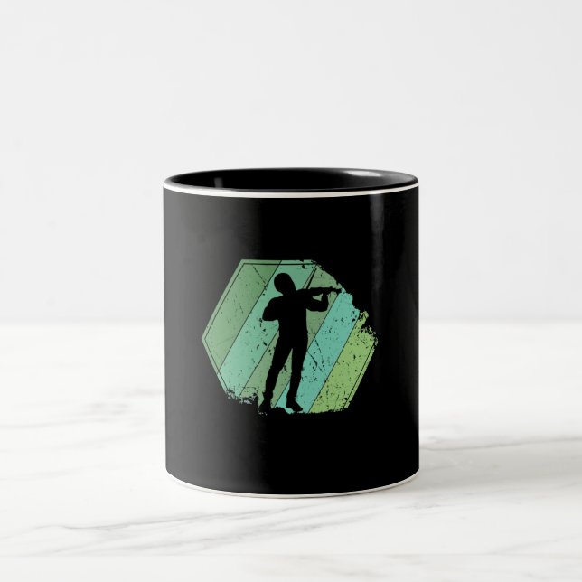 Violin Player Retro Two-Tone Coffee Mug (Center)