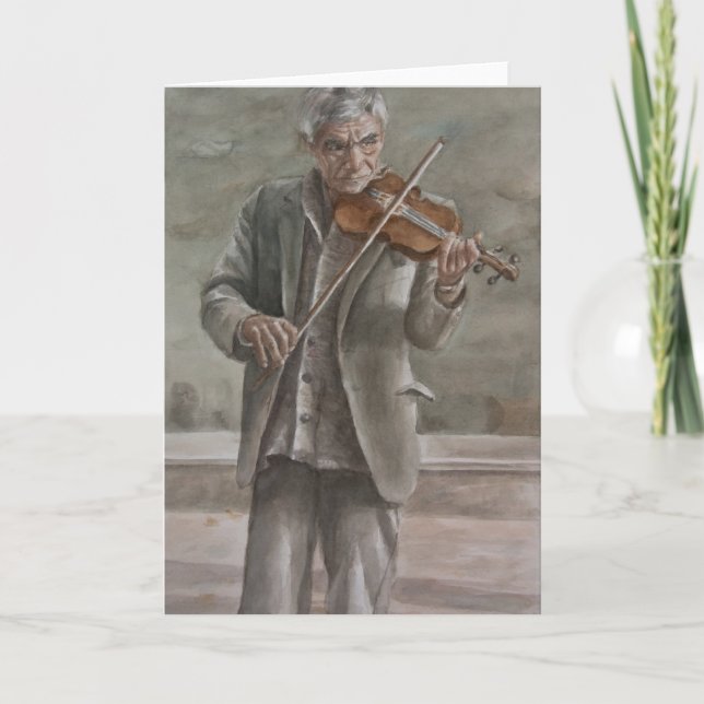 Violin Player, Subotica Holiday Card (Front)