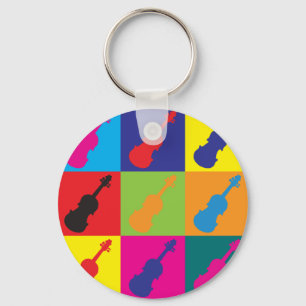 Violin Pop Art Key Ring