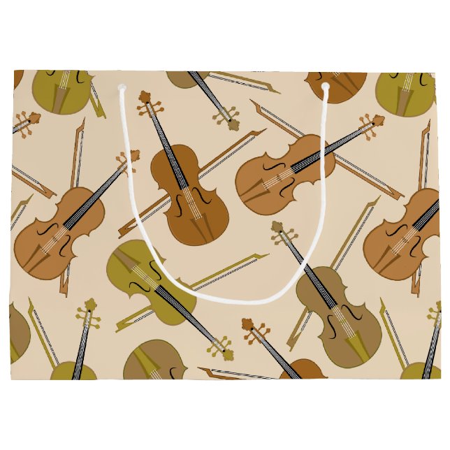 Violin Print Pattern Large Gift Bag (Back)