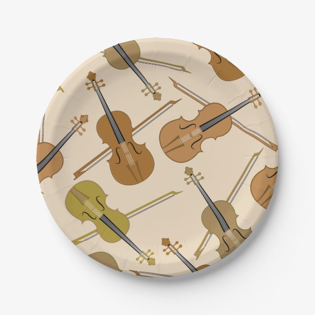 Violin Print Pattern Paper Plate (Front)
