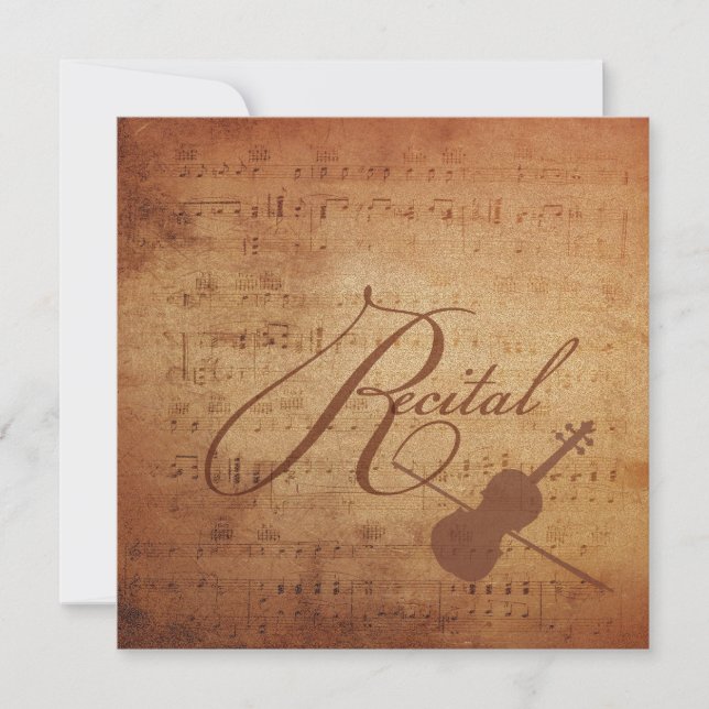 Violin Recital Antique Sheet Music Invitation (Front)