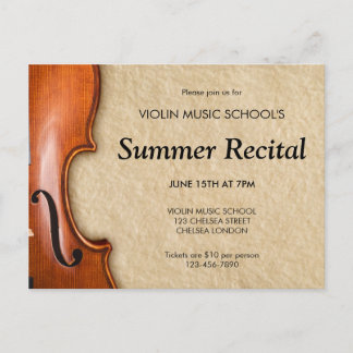 Violin Recital Concert Classical Music Invitation Postcard