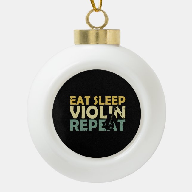 Violin Retro  Ceramic Ball Christmas Ornament (Front)