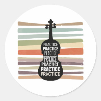 violin retro classic round sticker