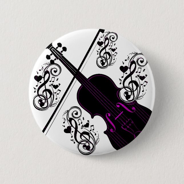 Violin,Rocking love_ 6 Cm Round Badge (Front)
