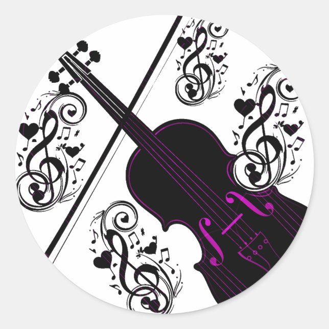 Violin,Rocking love_ Classic Round Sticker (Front)