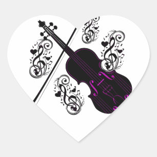 Violin,Rocking love_ Heart Sticker