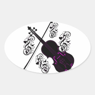Violin,Rocking love_ Oval Sticker