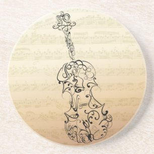 Violin Scrawl Bach Manuscript Coaster