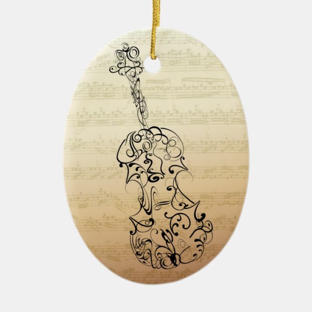 Violin Scrawl Bach Manuscript Ornament (Front)