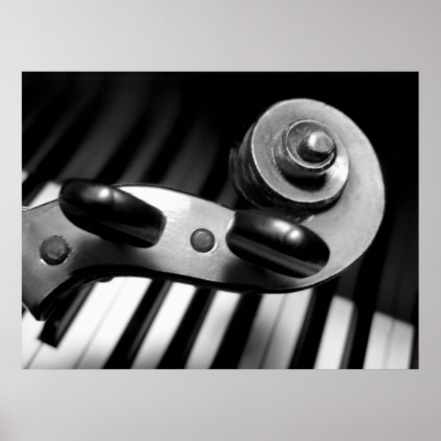 Violin Scroll over Piano Keys Poster (Front)