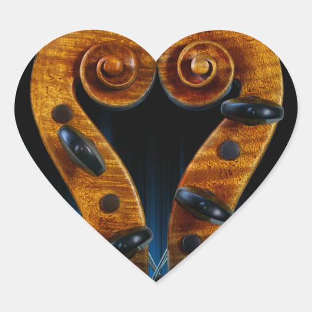 Violin Scroll Pegs Heart Heart Sticker (Front)