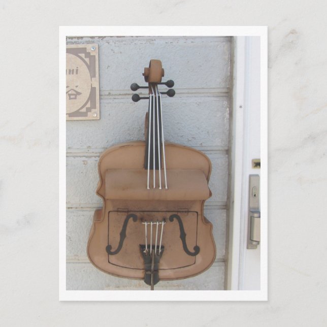 Violin shaped mailbox in Japan Postcard (Front)