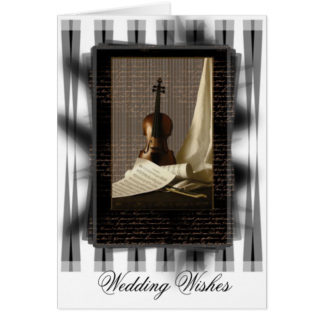Violin & Sheet Music Wedding Customisable Card (Front)