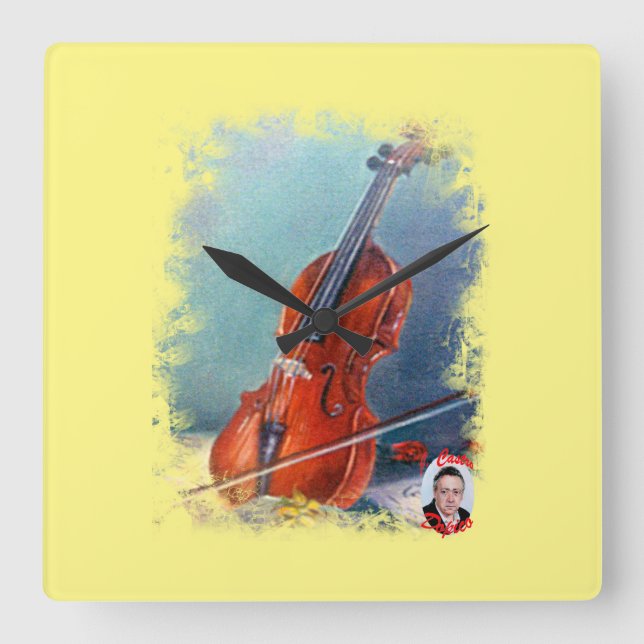 Violin Square Wall Clock (Front)