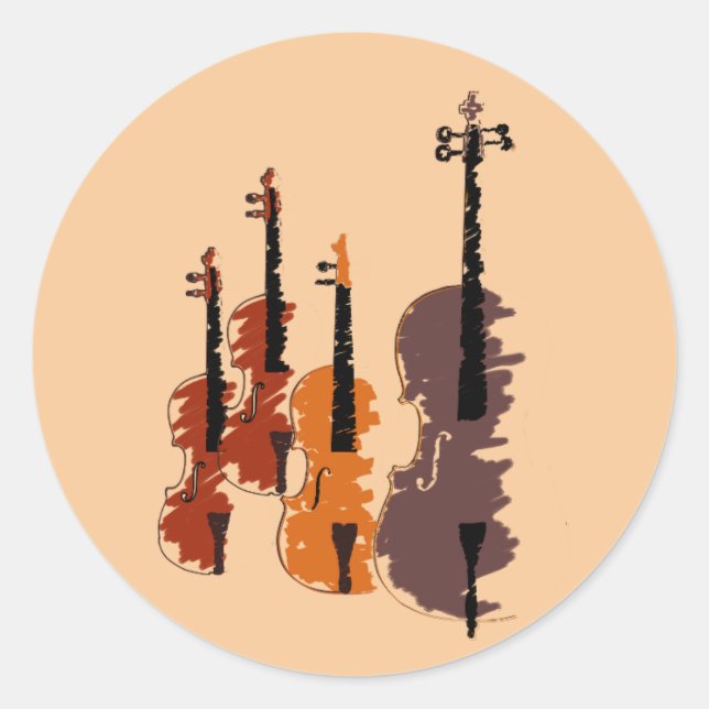 Violin string quartet arty music classic round sticker (Front)
