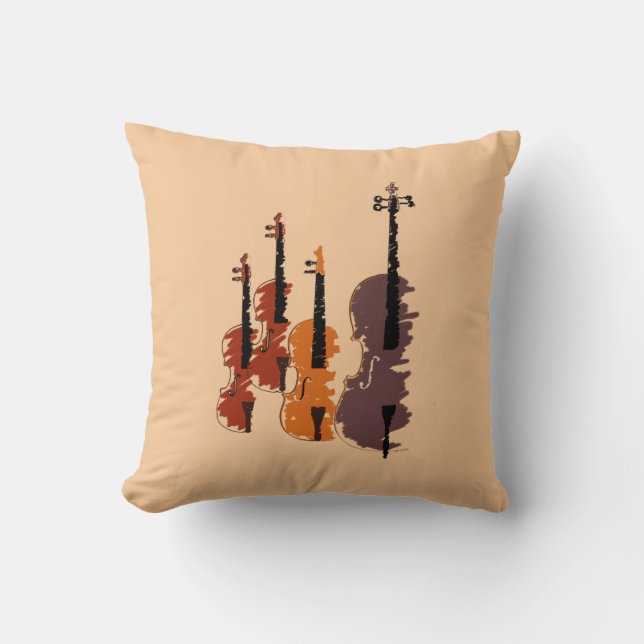 Violin string quartet arty music cushion (Front)