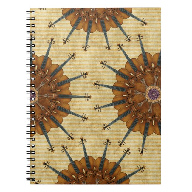 Violin Sunflowers Spiral Notebook (Front)