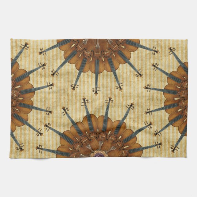 Violin Sunflowers Tea Towel (Horizontal)