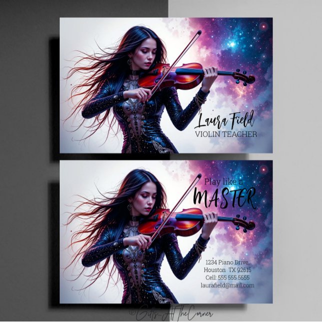 Violin Teacher Cosmic  Business Card (Creator Uploaded)