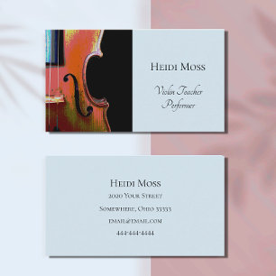 Violin Teacher Music Performer Blue Business Card