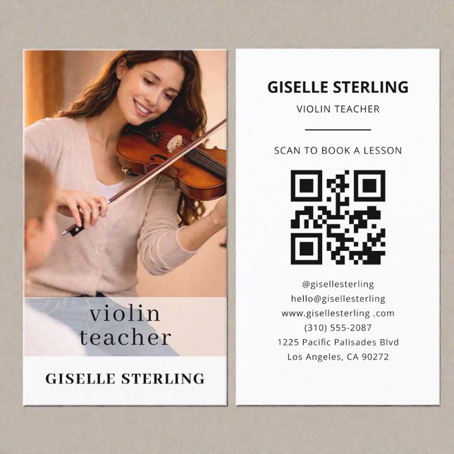 Violin Teacher QR Code Photo Business Card (Creator Uploaded)