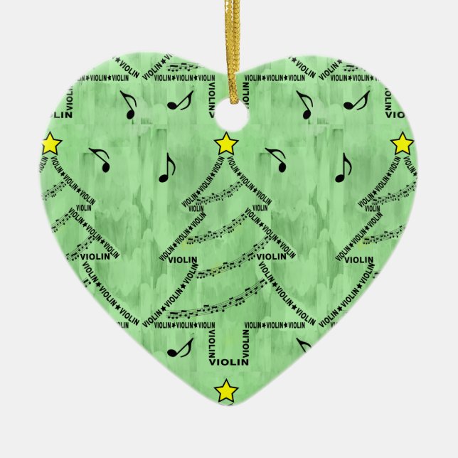  Violin Text Christmas Tree  Ceramic Ornament (Front)