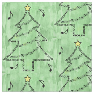 Violin Text Christmas Tree  Fabric