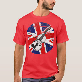 Violin UK Flag Britain Violinist British Musician T-Shirt