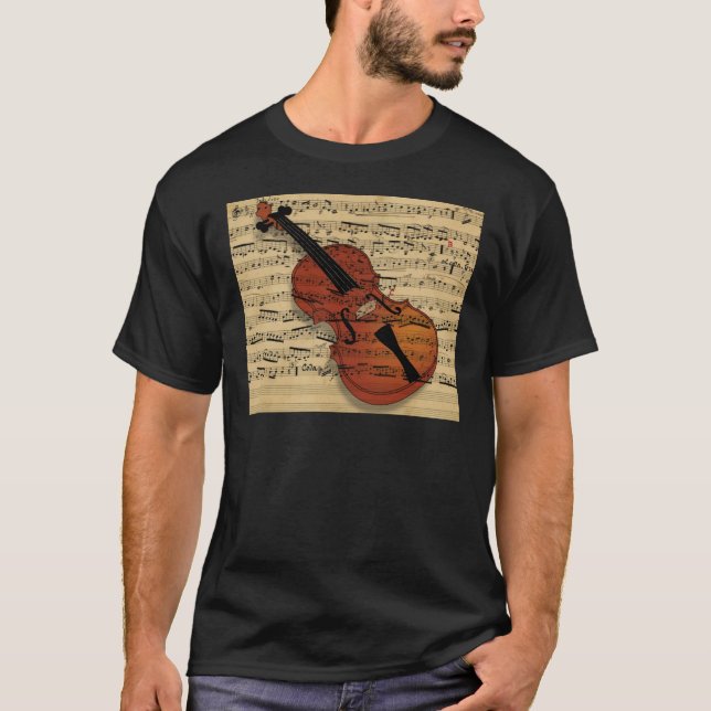 Violin Vintage Music T-Shirt (Front)