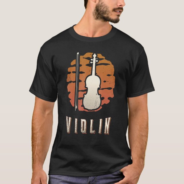 Violin Vintage Retro Classic Sunset Music T-Shirt (Front)