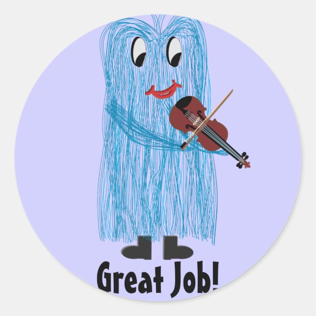 Violin & Viola - Get a Warm Fuzzy Feeling Classic Round Sticker (Front)