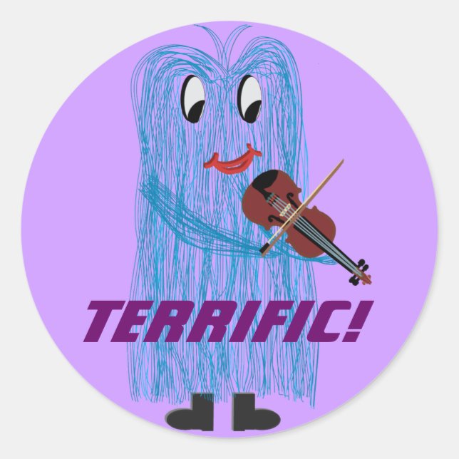 Violin & Viola - Get a Warm Fuzzy Feeling Classic Round Sticker (Front)