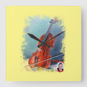 Violin/Violin Square Wall Clock