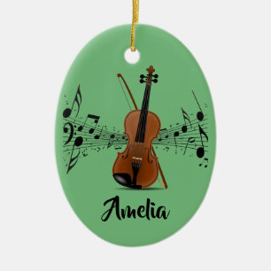 Violin Violinist Musical Notes Design Ceramic Ornament