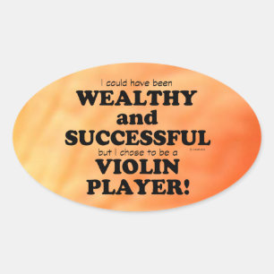 Violin Wealthy & Successful Oval Sticker