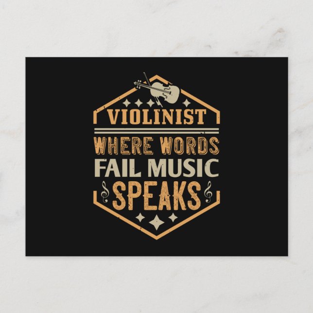Violin - Where Words Fail Music Speaks Postcard (Front)