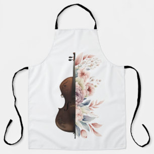 Violin with flowers. apron