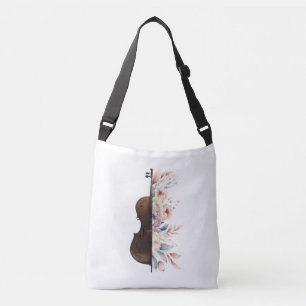 Violin with flowers. crossbody bag