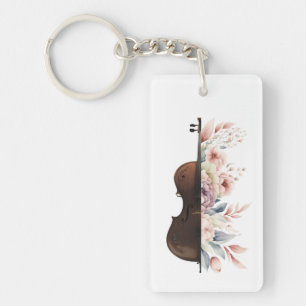 Violin with flowers. key ring