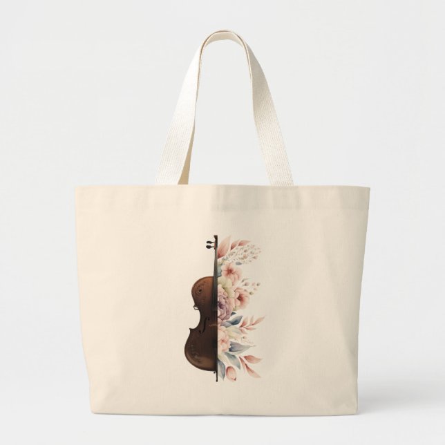 Violin with flowers. large tote bag (Front)