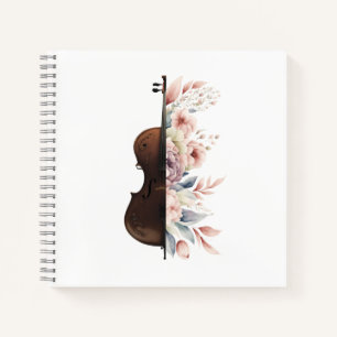 Violin with flowers. notebook