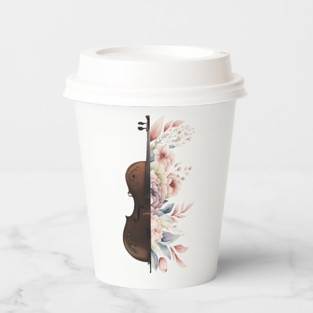 Violin with flowers. paper cups (Front)
