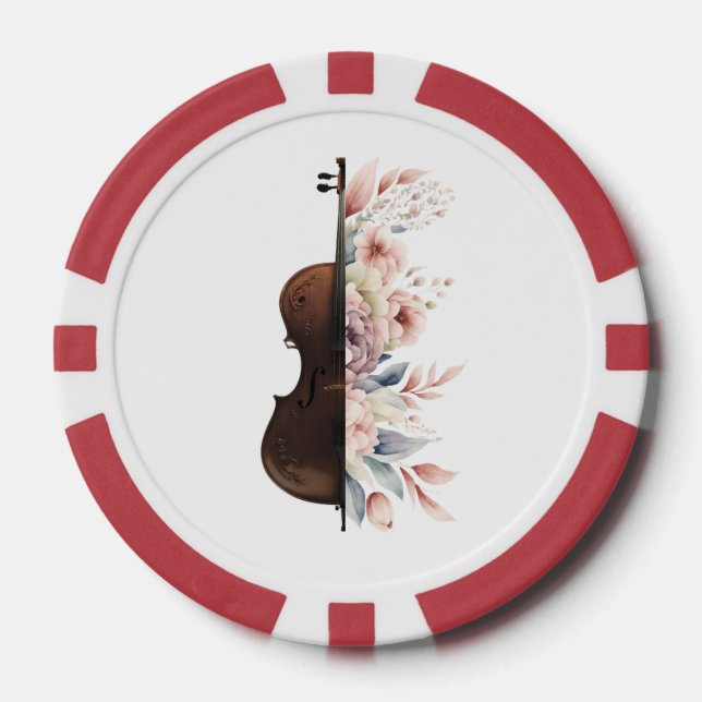 Violin with flowers. poker chips (Front)