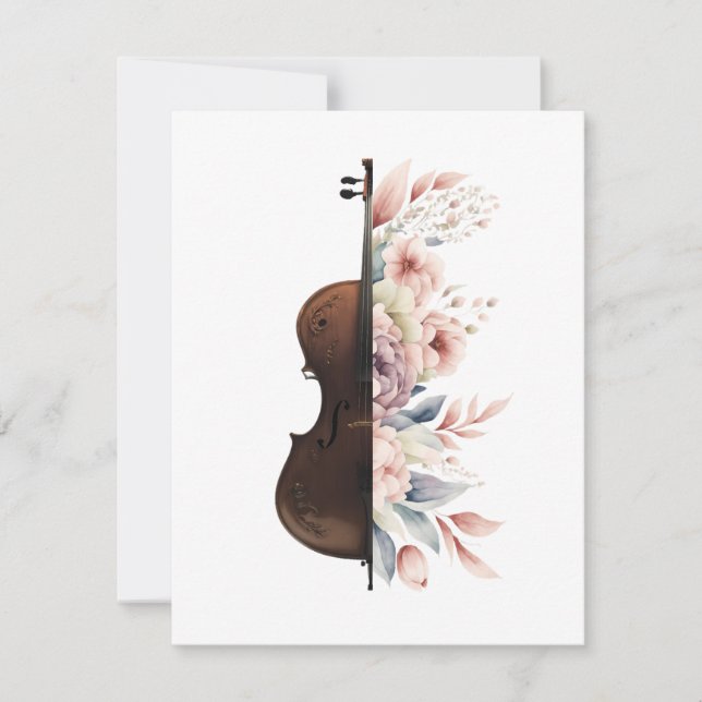 Violin with flowers. thank you card (Front)